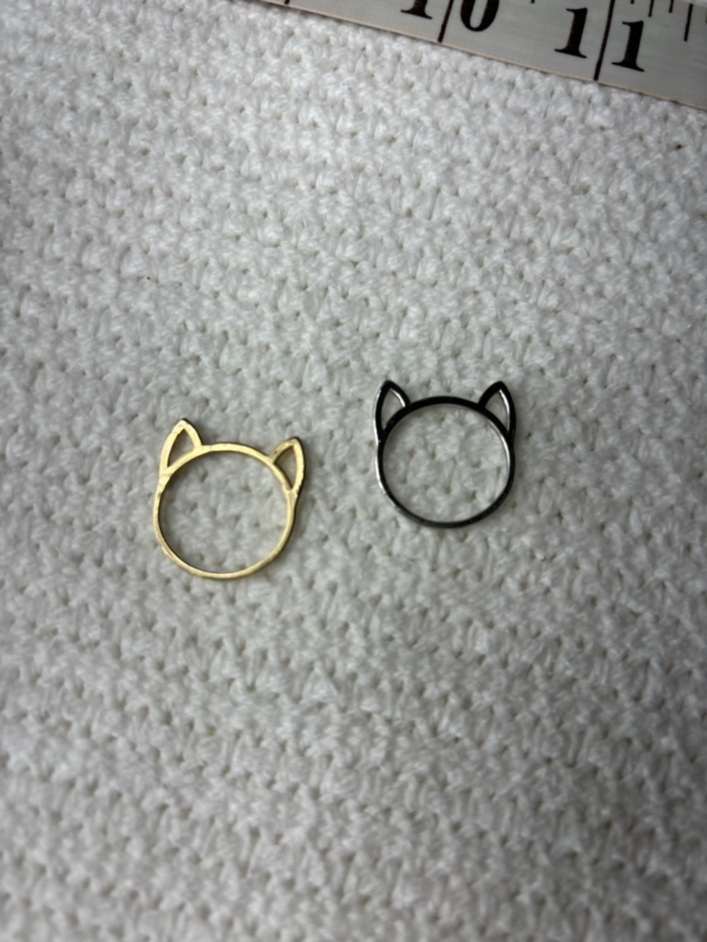 Cute Cat Ear Minimalist Rings in Gold and Silver Size 6